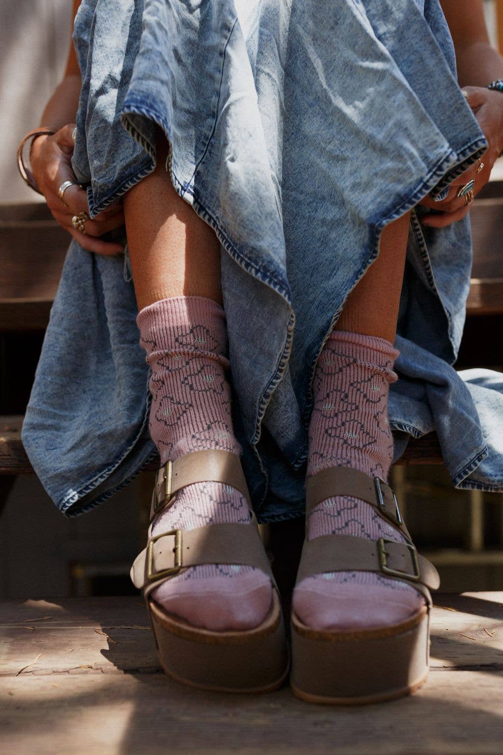 Retro Bloom Socks - Blush