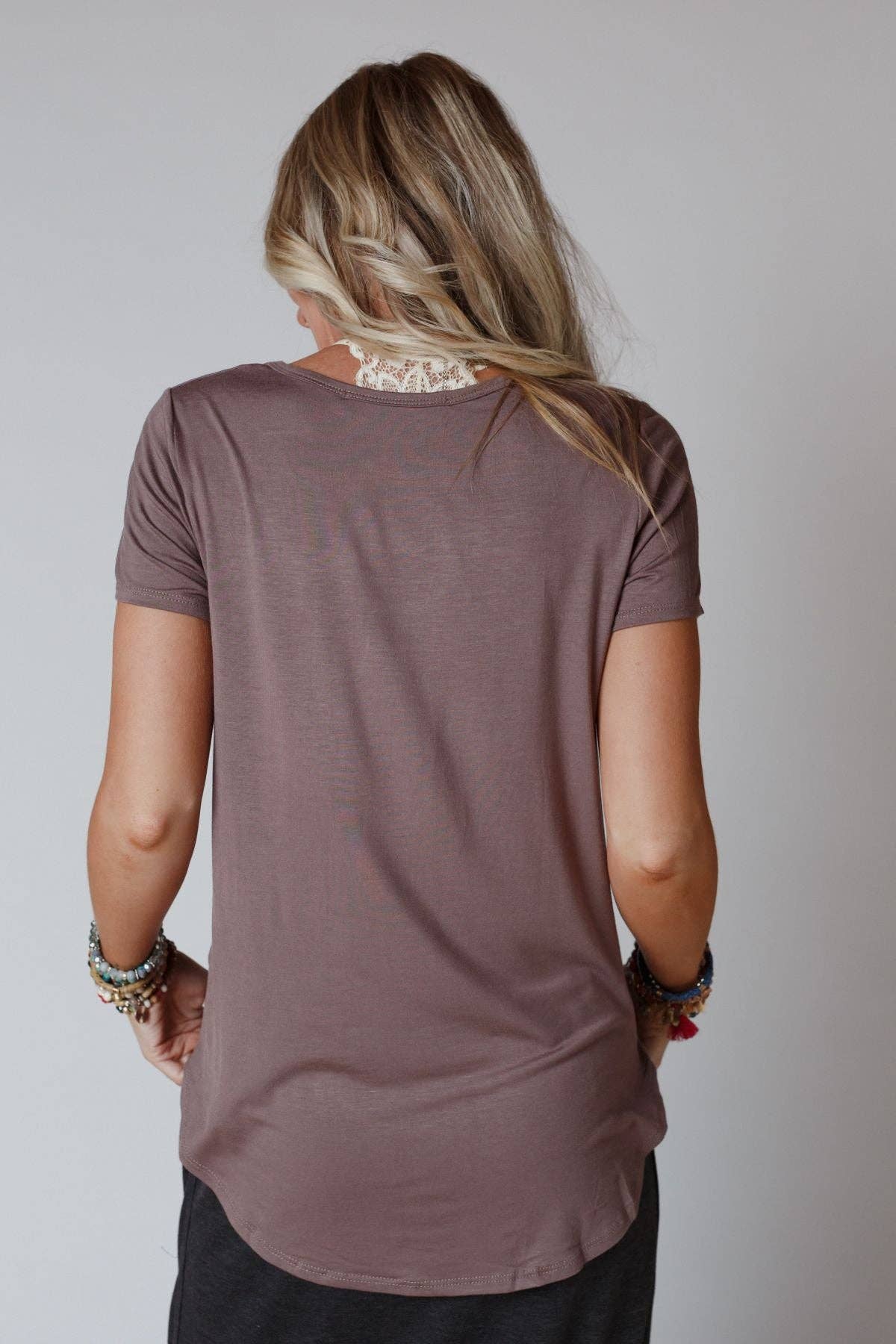 Scoop Neck Bralette Tee - Mocha