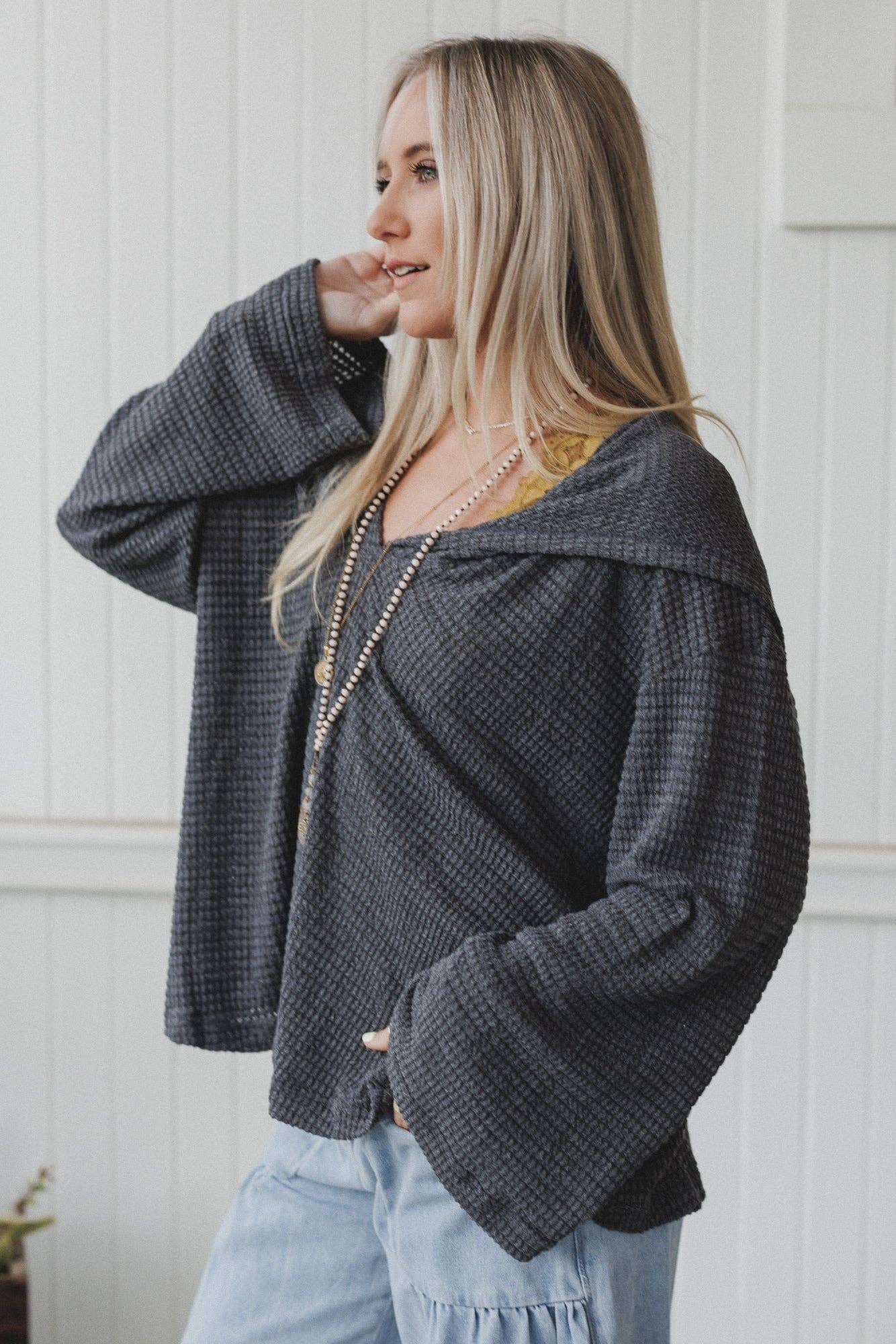 Serene Textured Top - Charcoal