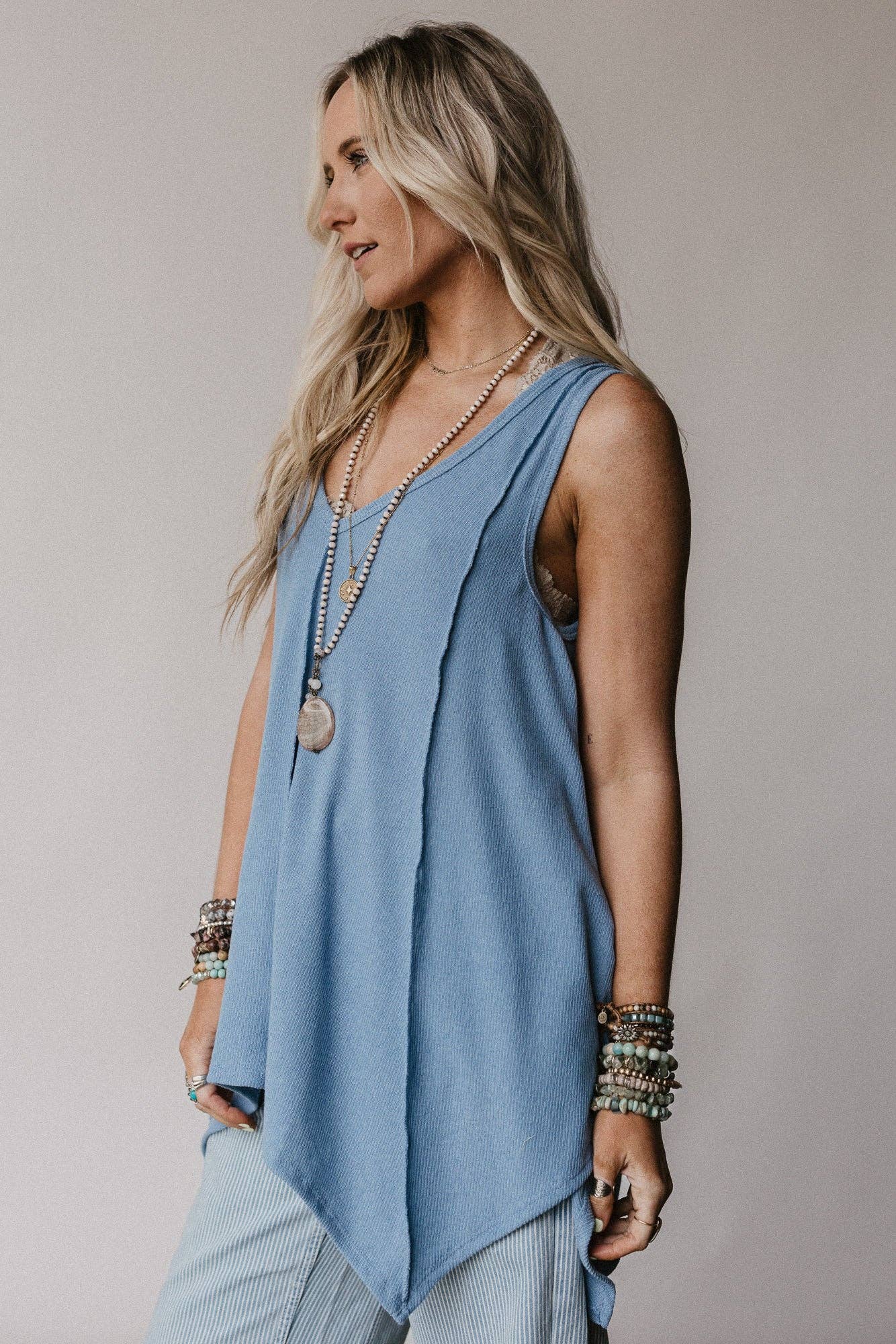 Drift Away Top - Denim: Blue