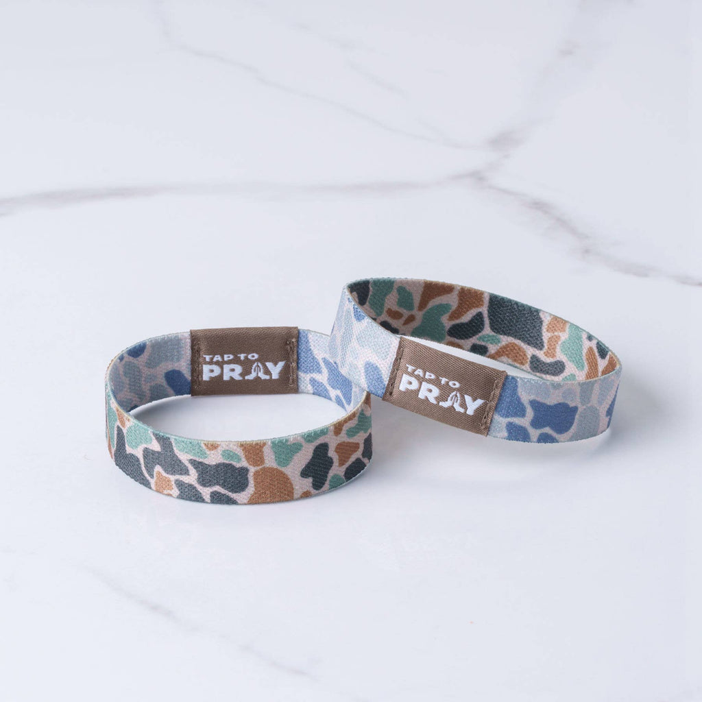 Tap To Pray™ Wristbands - River Rock Camo Classic & Sage: Medium