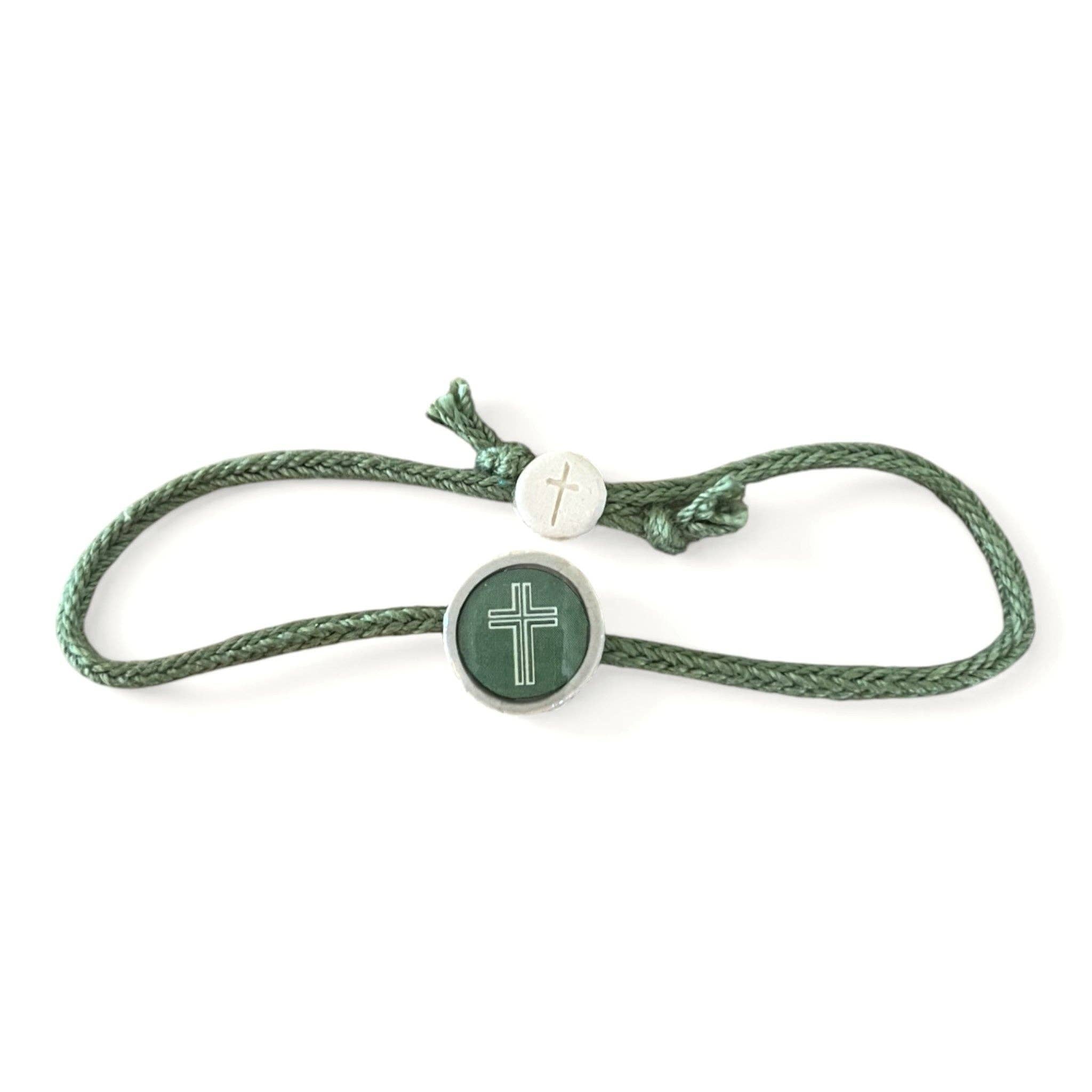 Tap To Pray® Survivor Series Bracelet: .999 Silver-Plated + Slate Cross