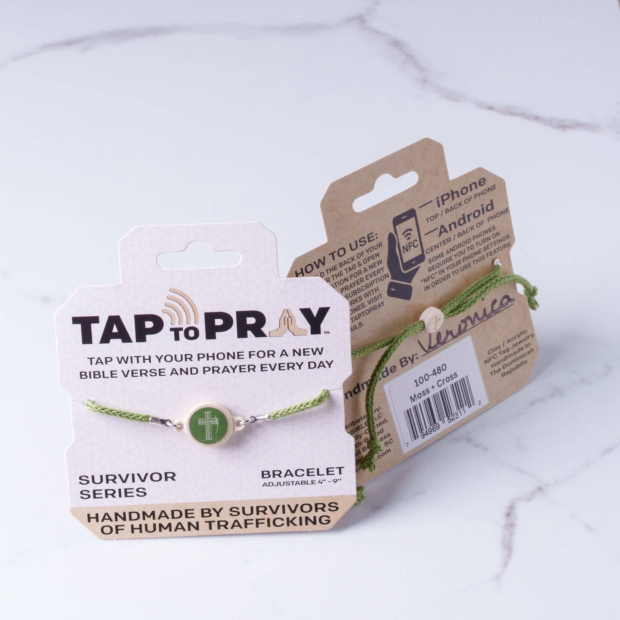 Tap To Pray® Survivor Series Bracelet: Onyx + Cross