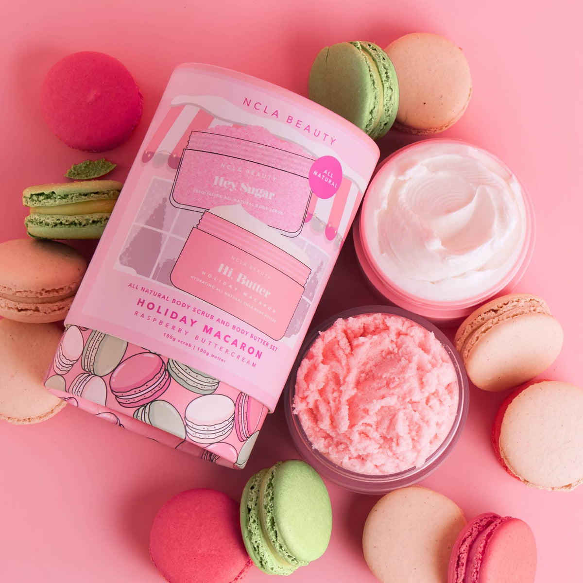 Holiday Macaron Body Scrub + Body Butter Holiday Gift Set