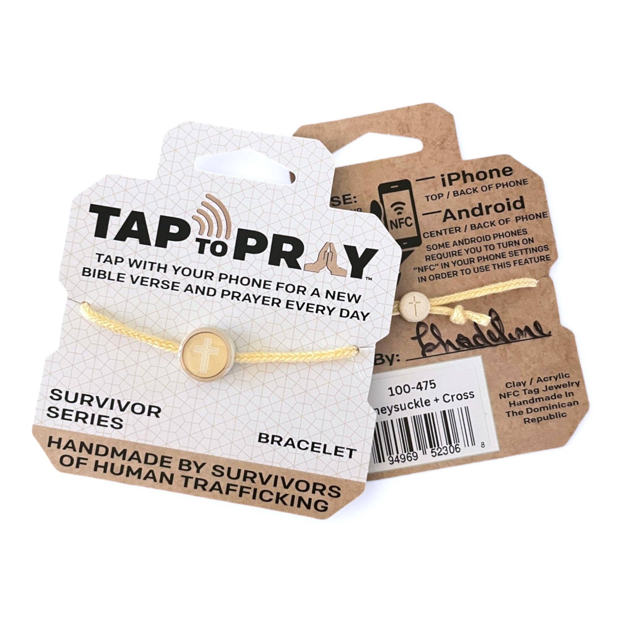 Tap To Pray® Survivor Series Bracelet: Sea Foam + Cross