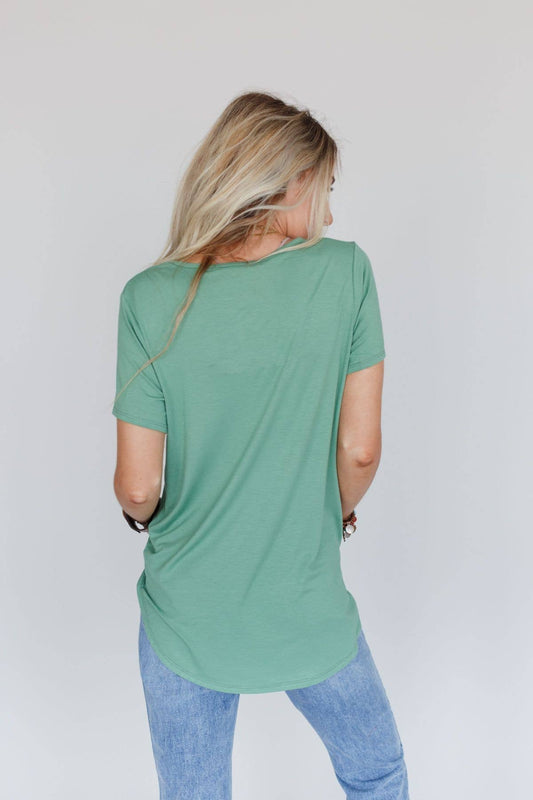 Scoop Neck Bralette Tee - Sage