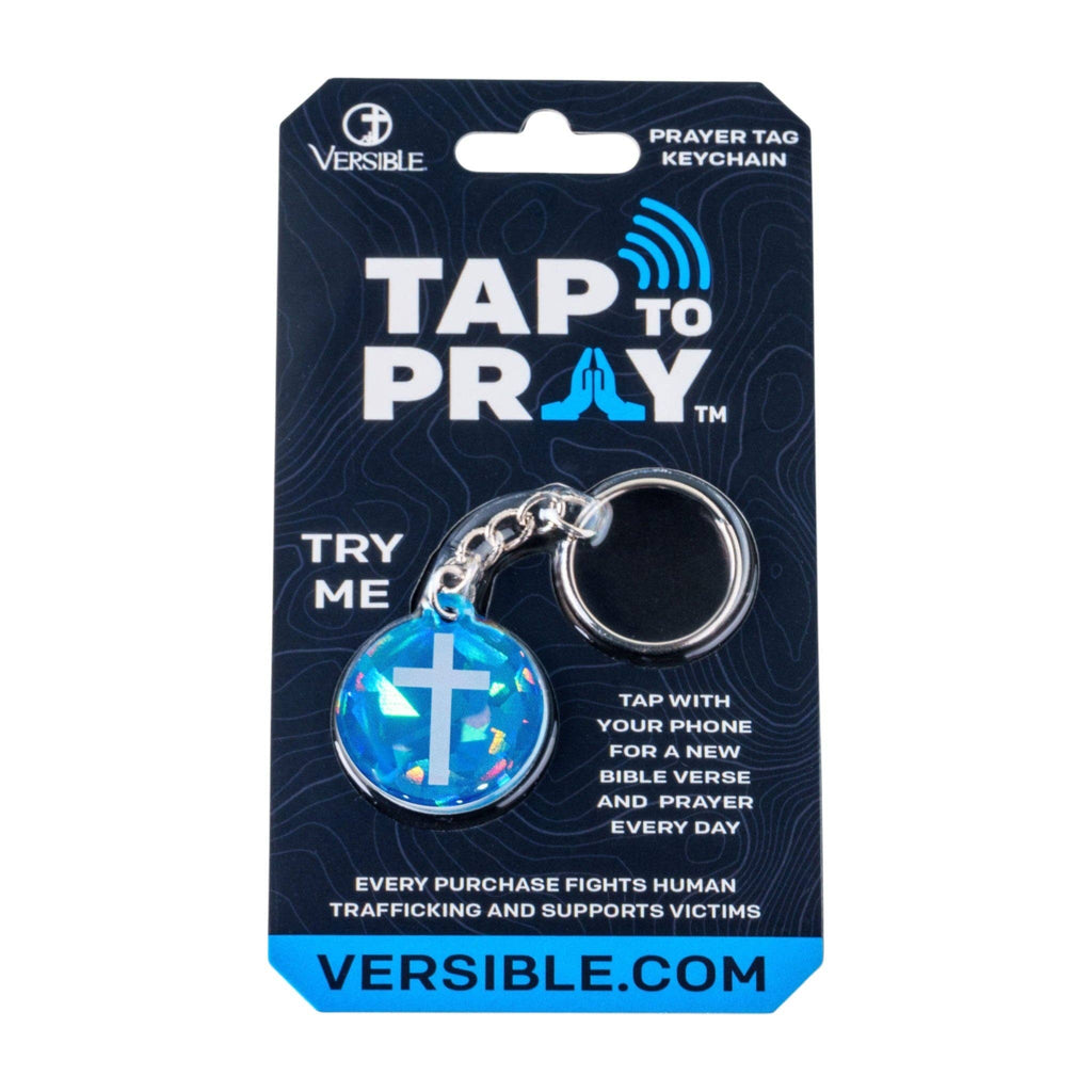 Tap To Pray® Acrylic Keychain: Crystal + Cross