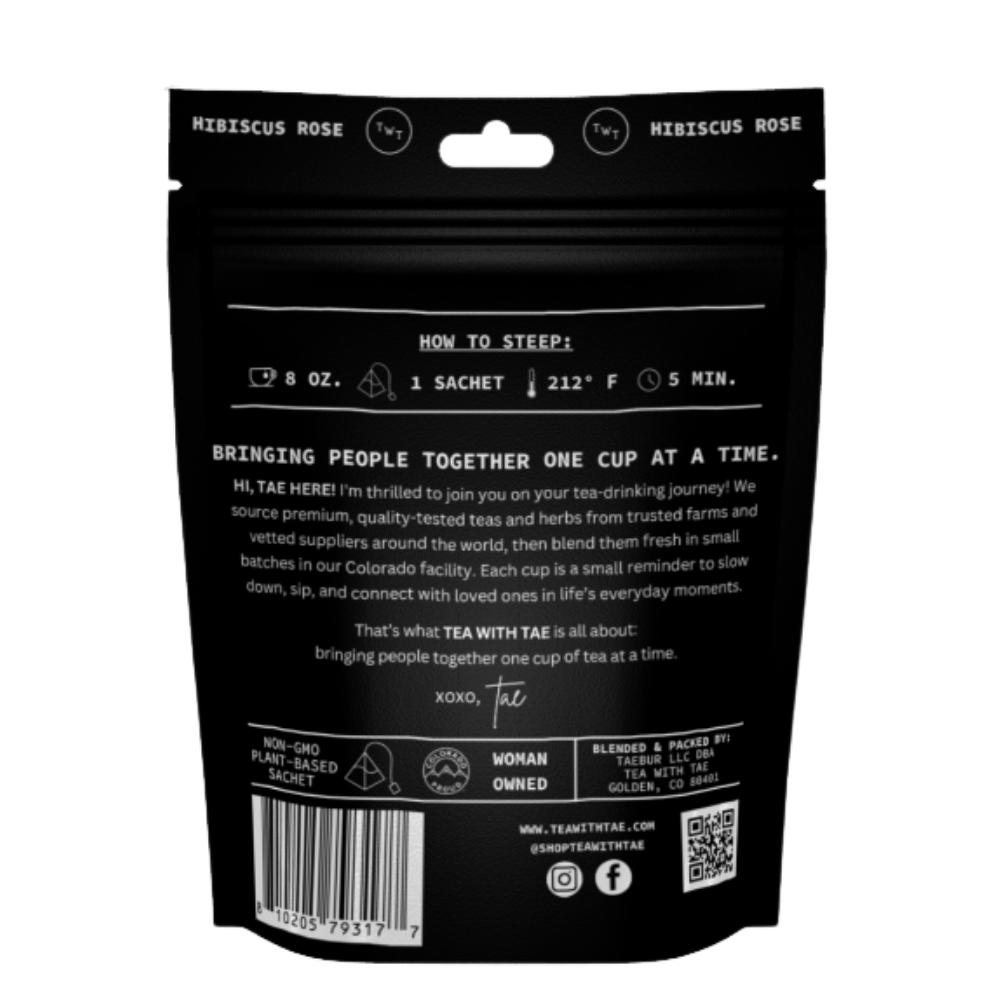 Hibiscus Rose Herbal Tea Pouch (15 Tea bags) for retail: 15 Sachets