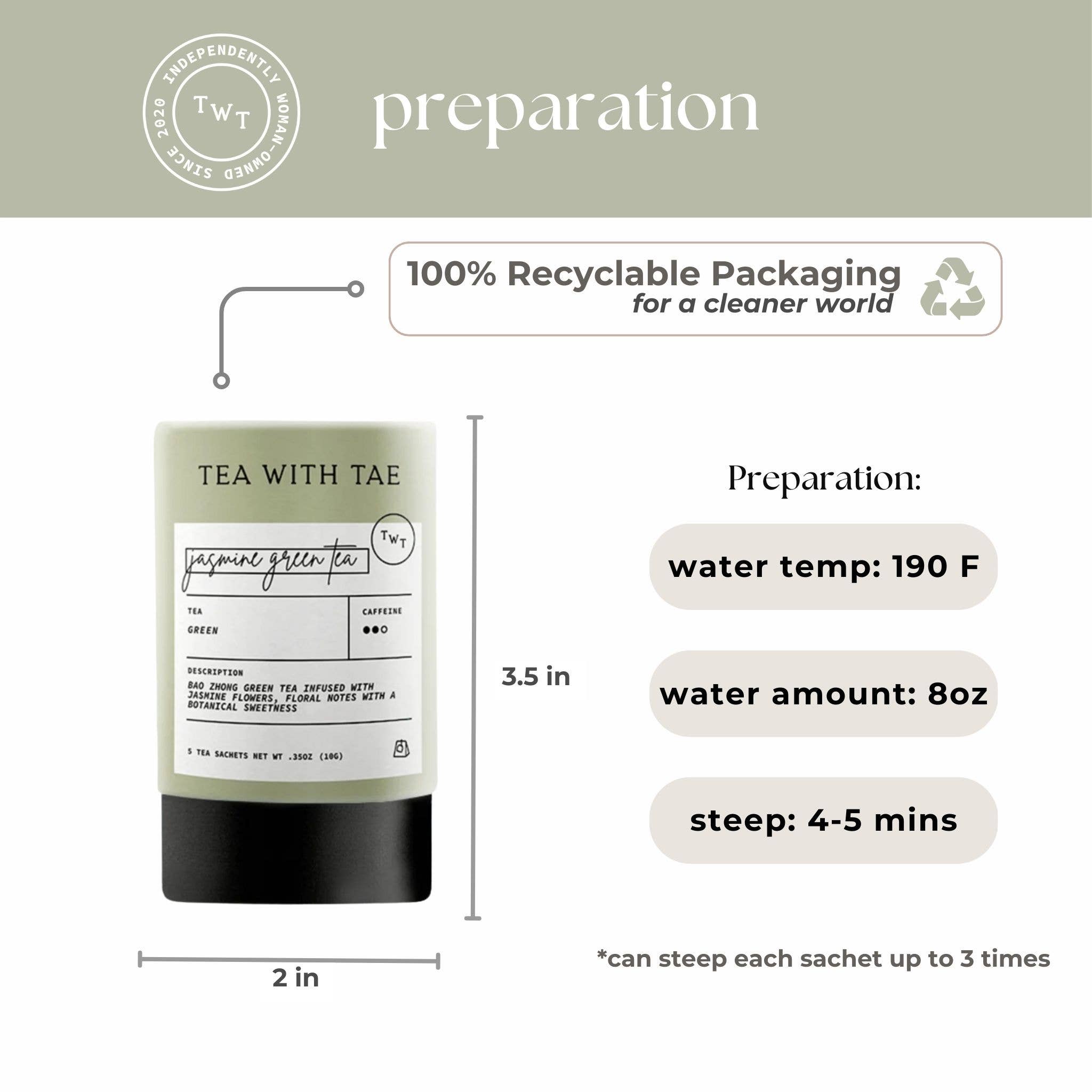 Jasmine Green Tea Mini Tube (5 tea bags)