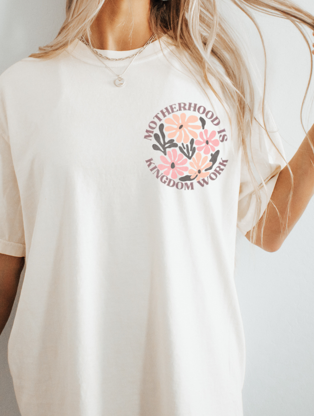 Motherhood is Kingdom Work Tee: Ivory / S