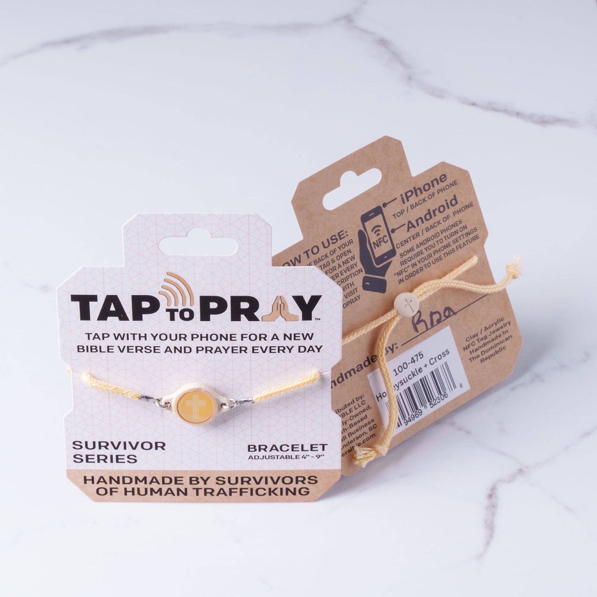 Tap To Pray® Survivor Series Bracelet: Onyx + Cross
