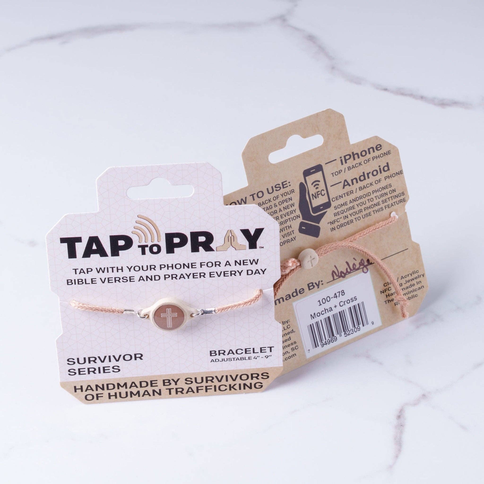 Tap To Pray® Survivor Series Bracelet: Onyx + Cross