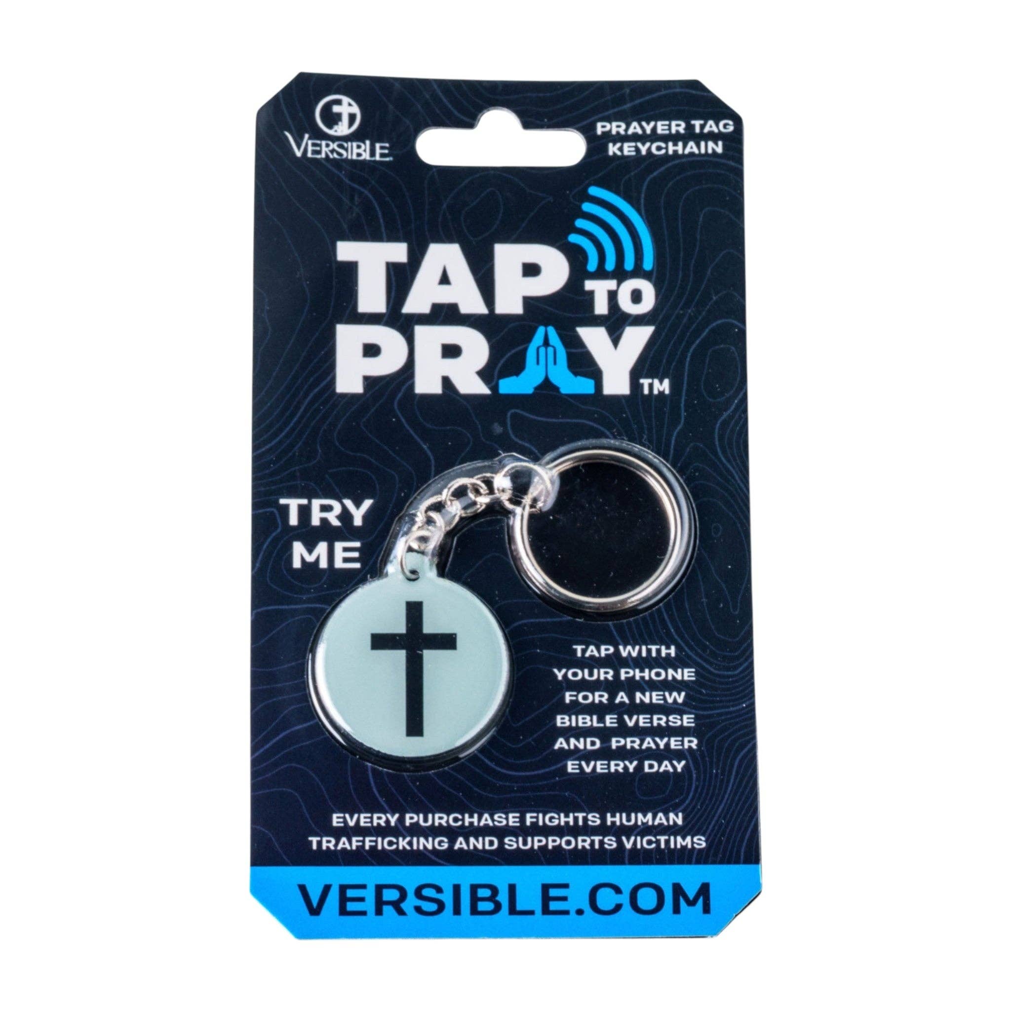 Tap To Pray® Acrylic Keychain: Black + Cross