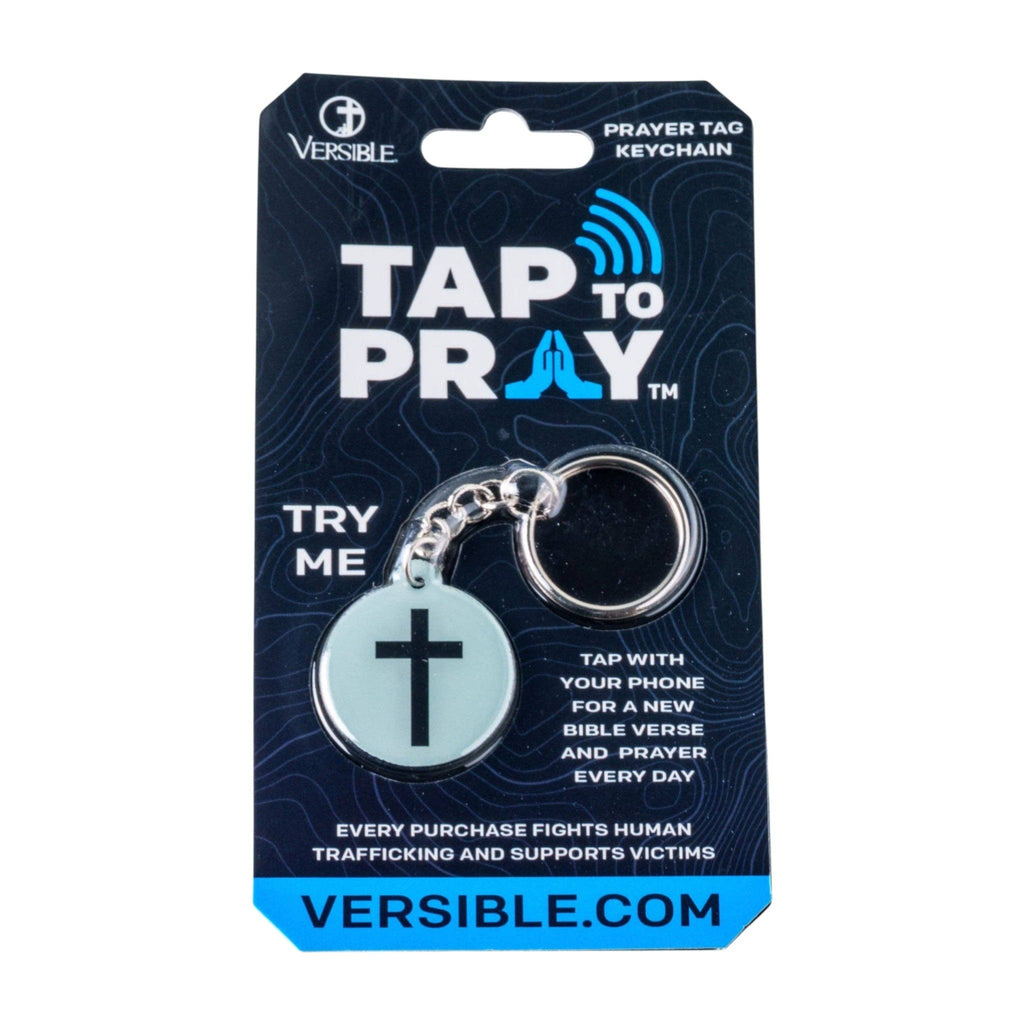 Tap To Pray® Acrylic Keychain: Crystal + Cross