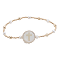 Tap To Pray® Survivor Series Beaded Bracelet - Treasured: Gold & Pearl 6.25" Standard