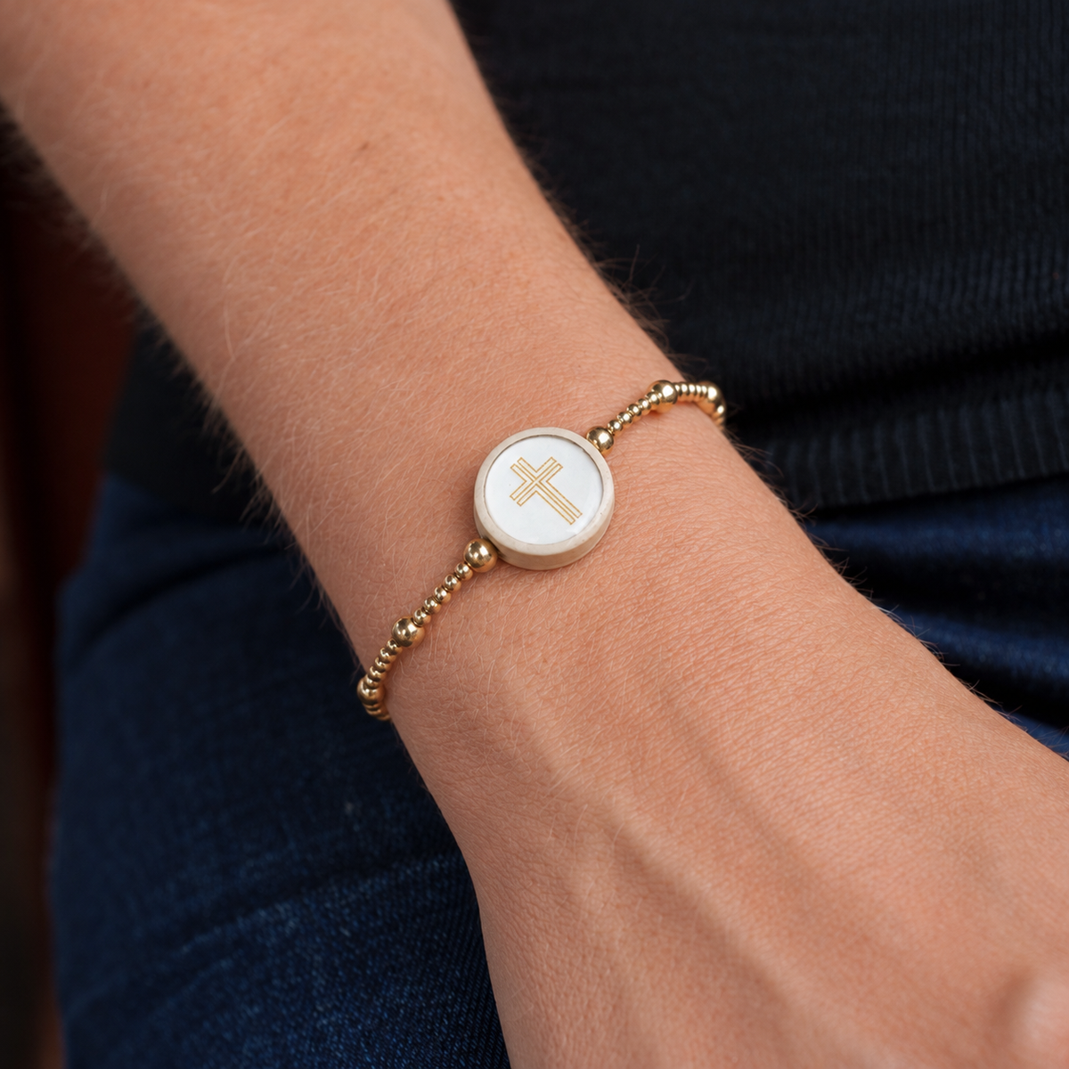 Tap To Pray® Survivor Series Beaded Bracelet - Everlasting: Gold 6.25" Standard