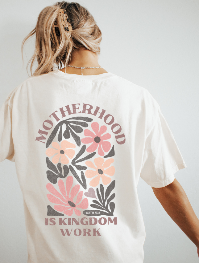 Motherhood is Kingdom Work Tee: Ivory / S
