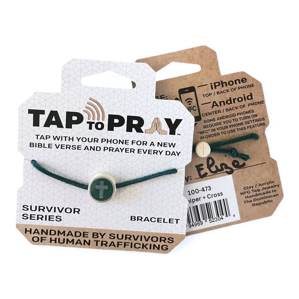 Tap To Pray® Survivor Series Bracelet: Sea Foam + Cross