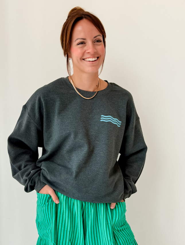 Colorful Be Still Sweatshirt: Heather Charcoal / XL