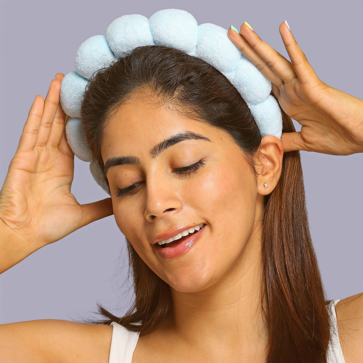 Bubble Skincare Headband For all Hair Types -Blue