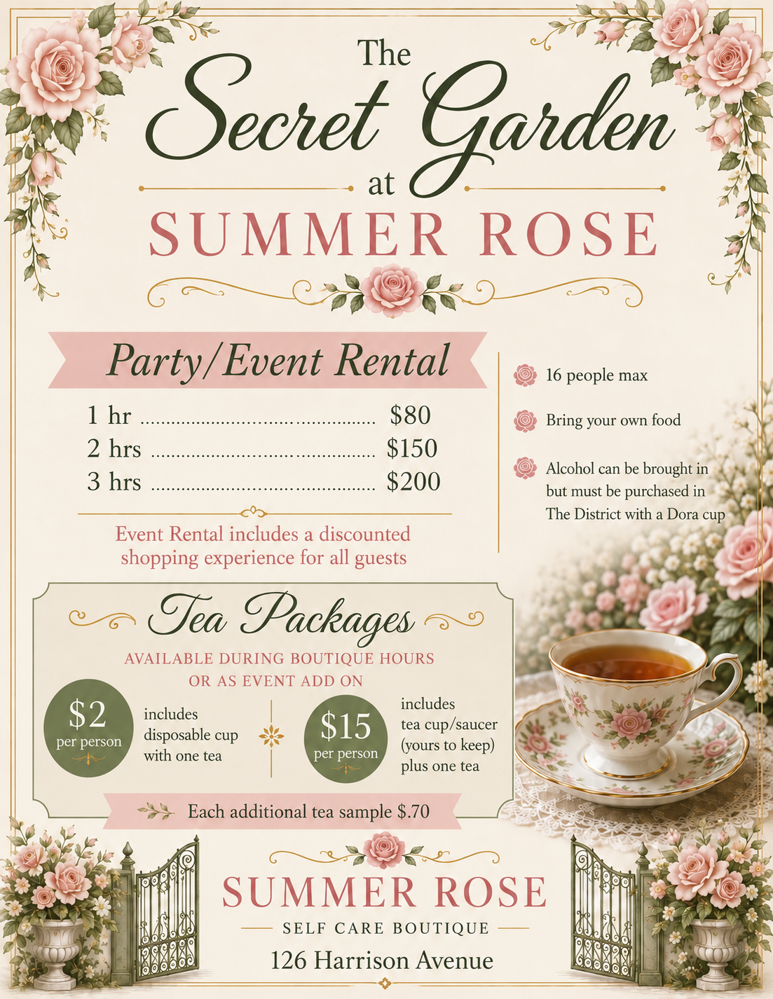 Secret Garden Event Deposit