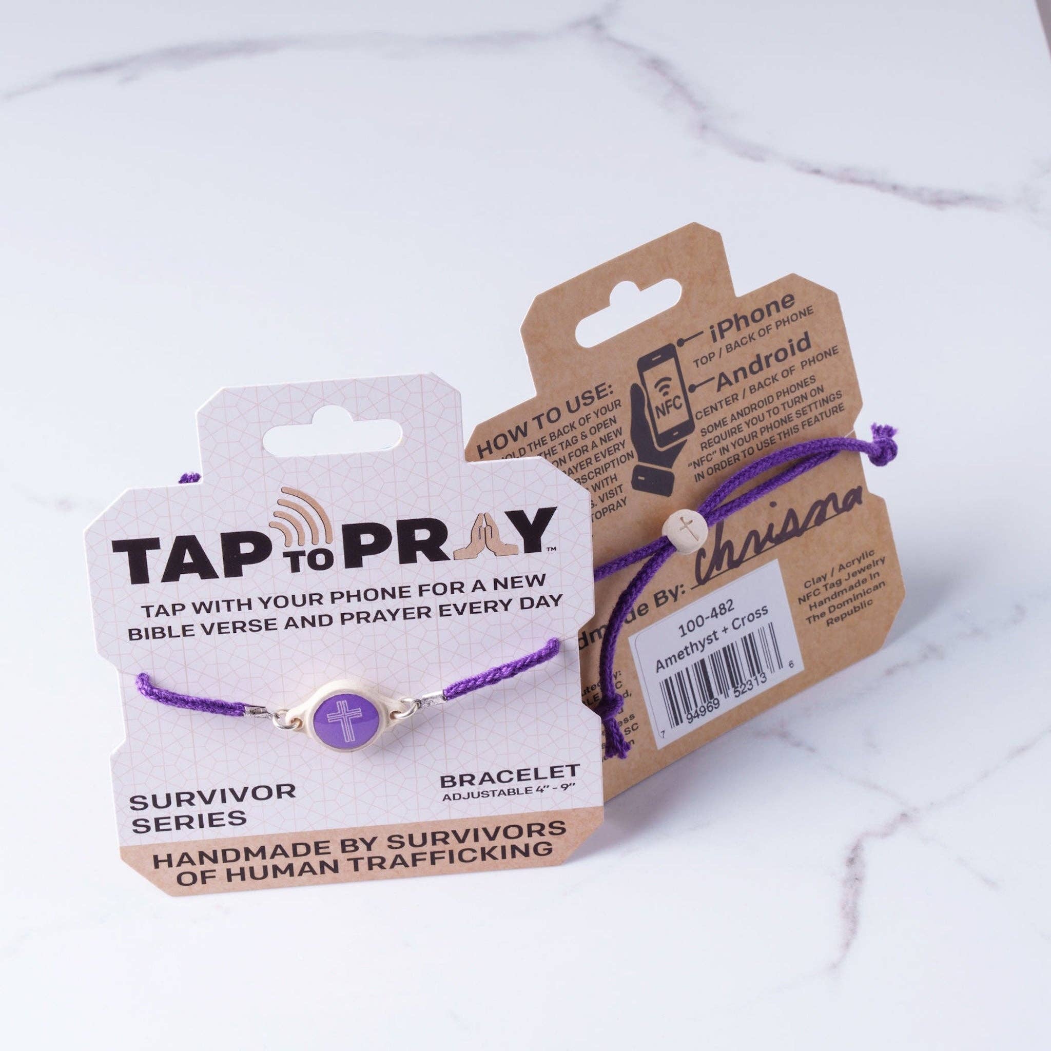 Tap To Pray® Survivor Series Bracelet: 14K Gold-Plated + Vanilla Cross