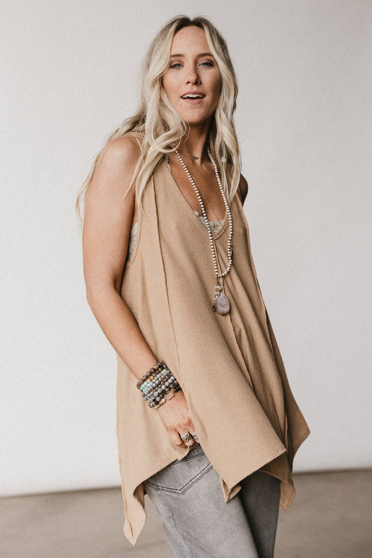 Drift Away Top - Tan: Brown