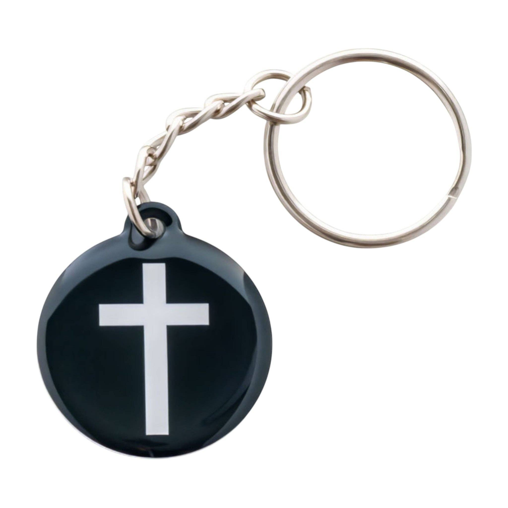 Tap To Pray® Acrylic Keychain: Black + Cross