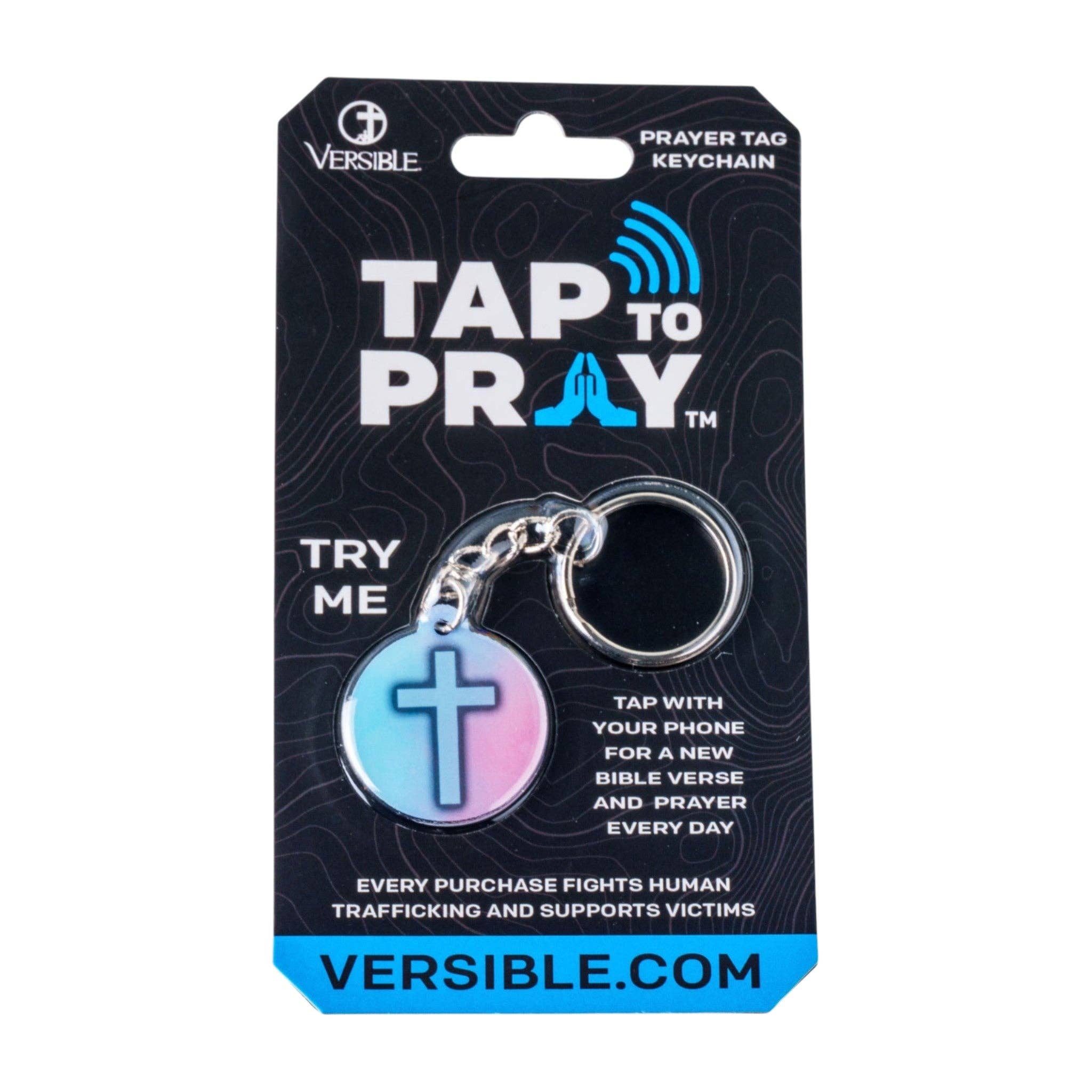Tap To Pray® Acrylic Keychain: Black + Cross