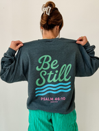 Colorful Be Still Sweatshirt: Heather Charcoal / S