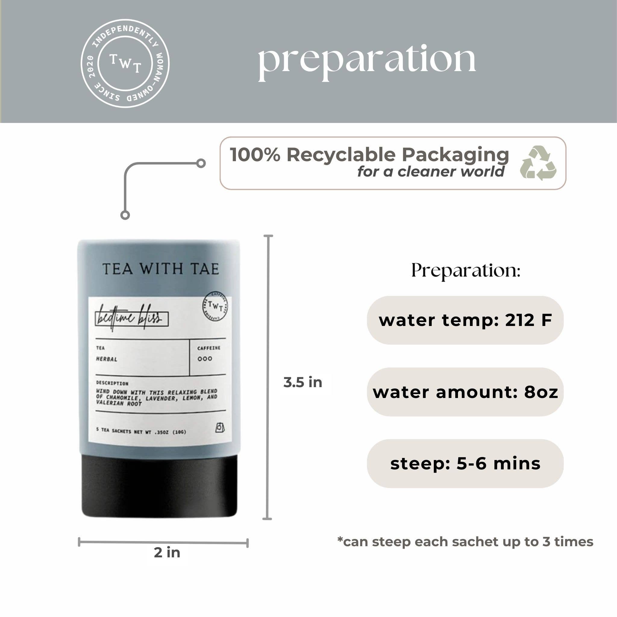 Bedtime Bliss Herbal Sleep Tea Mini Tube (5 tea bags)