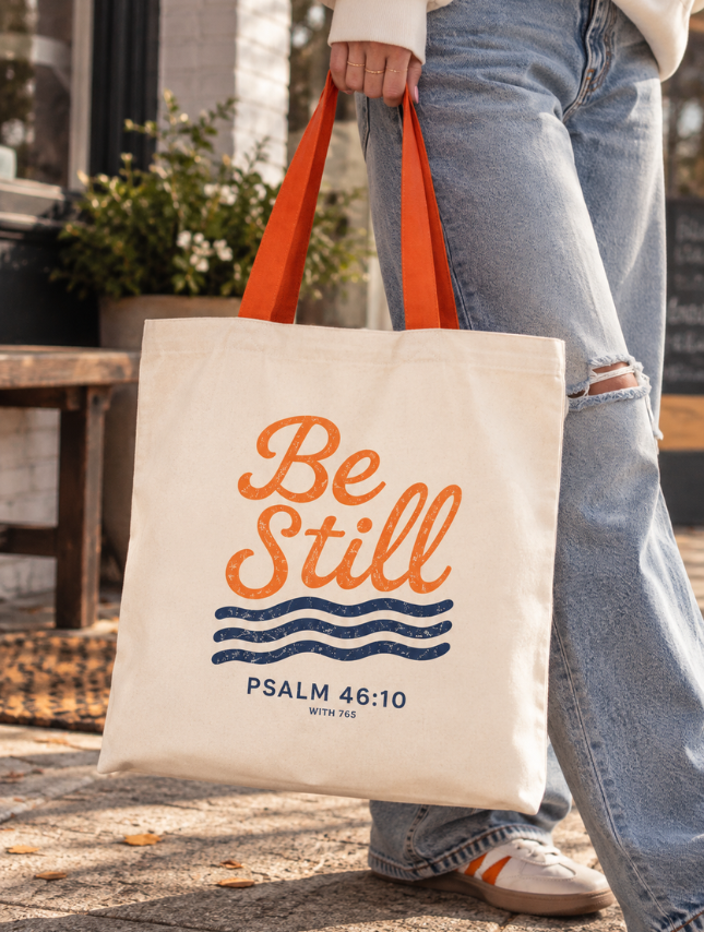 Fall Be Still Tote Bag: Natural/Orange