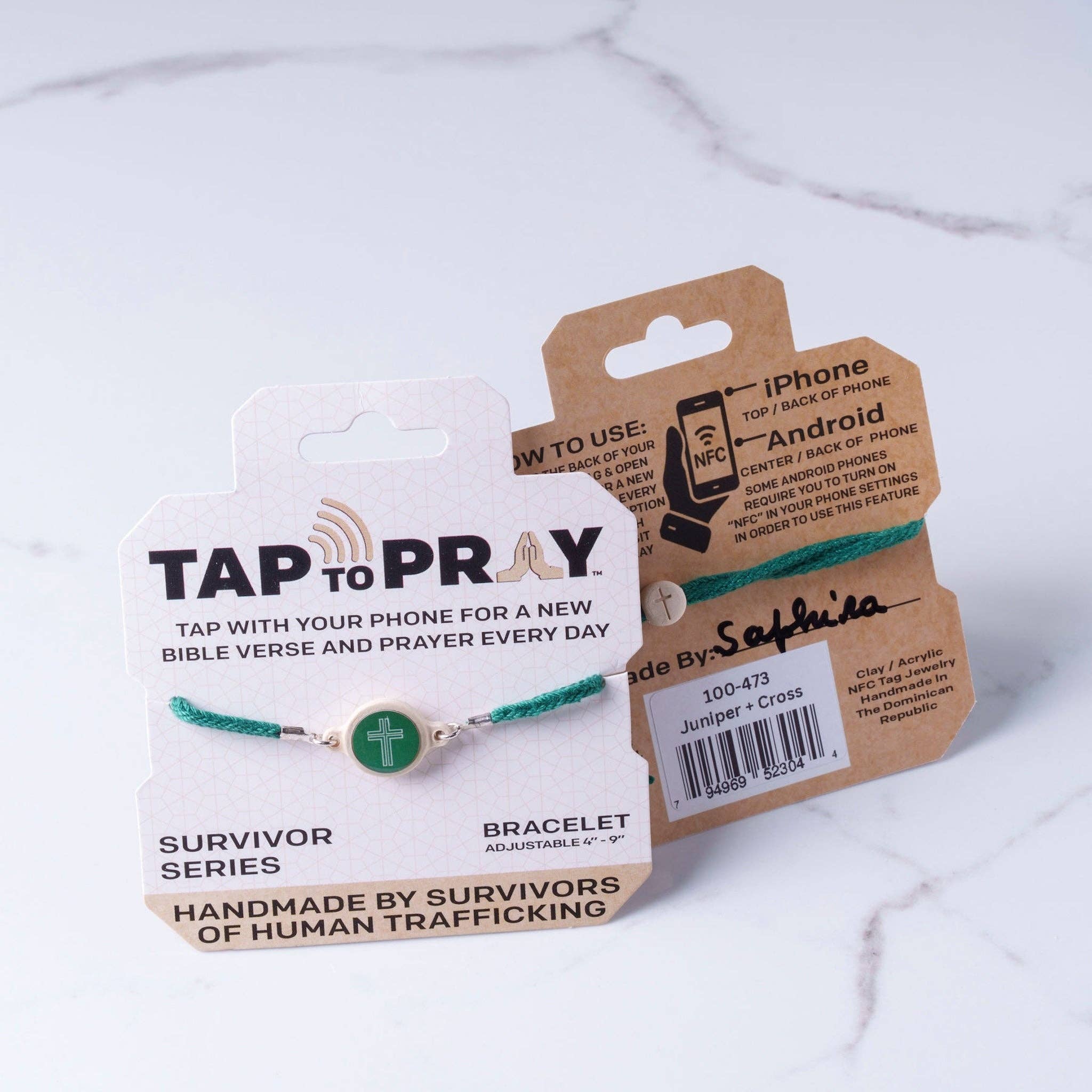 Tap To Pray® Survivor Series Bracelet: Onyx + Cross