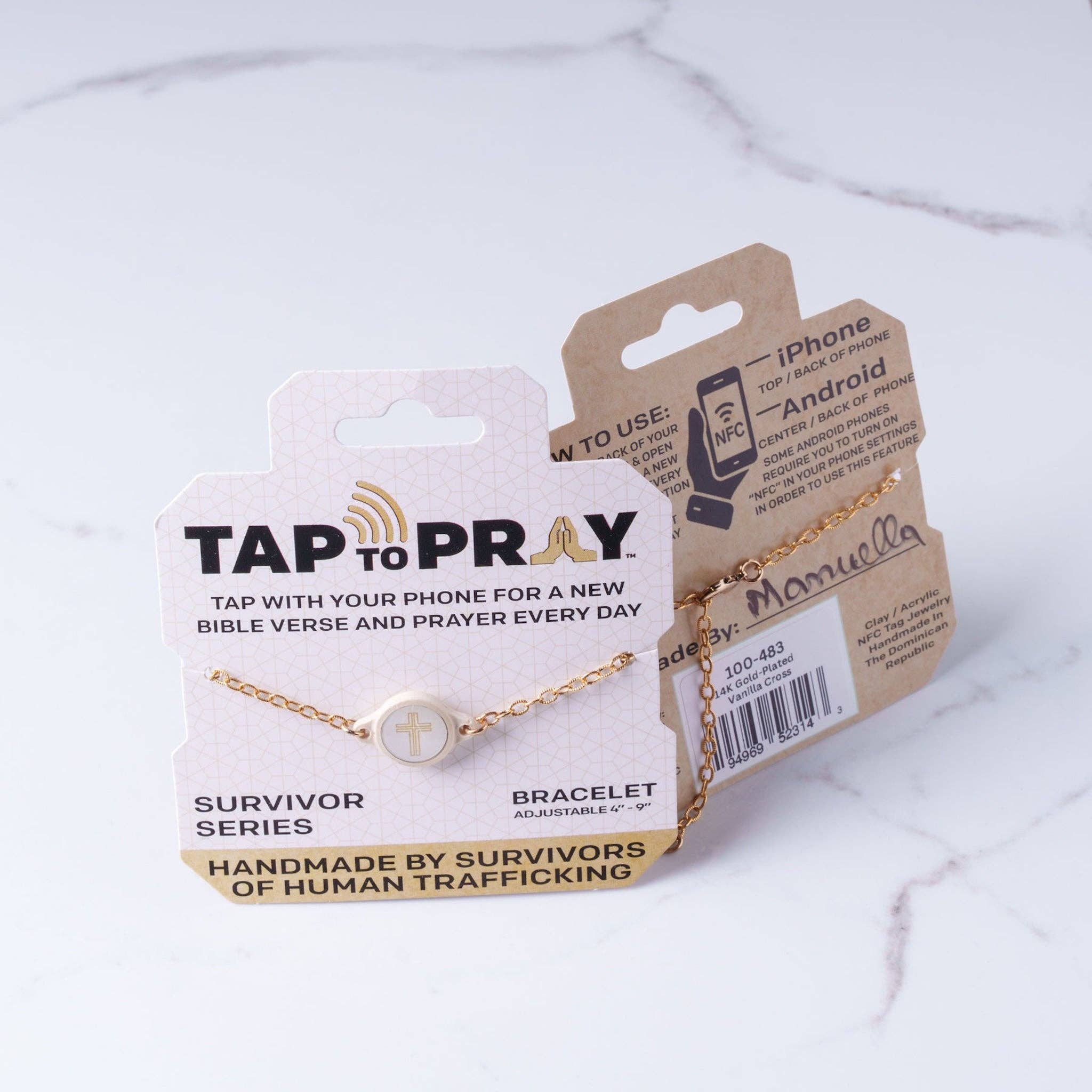 Tap To Pray® Survivor Series Bracelet: Vanilla + Cross