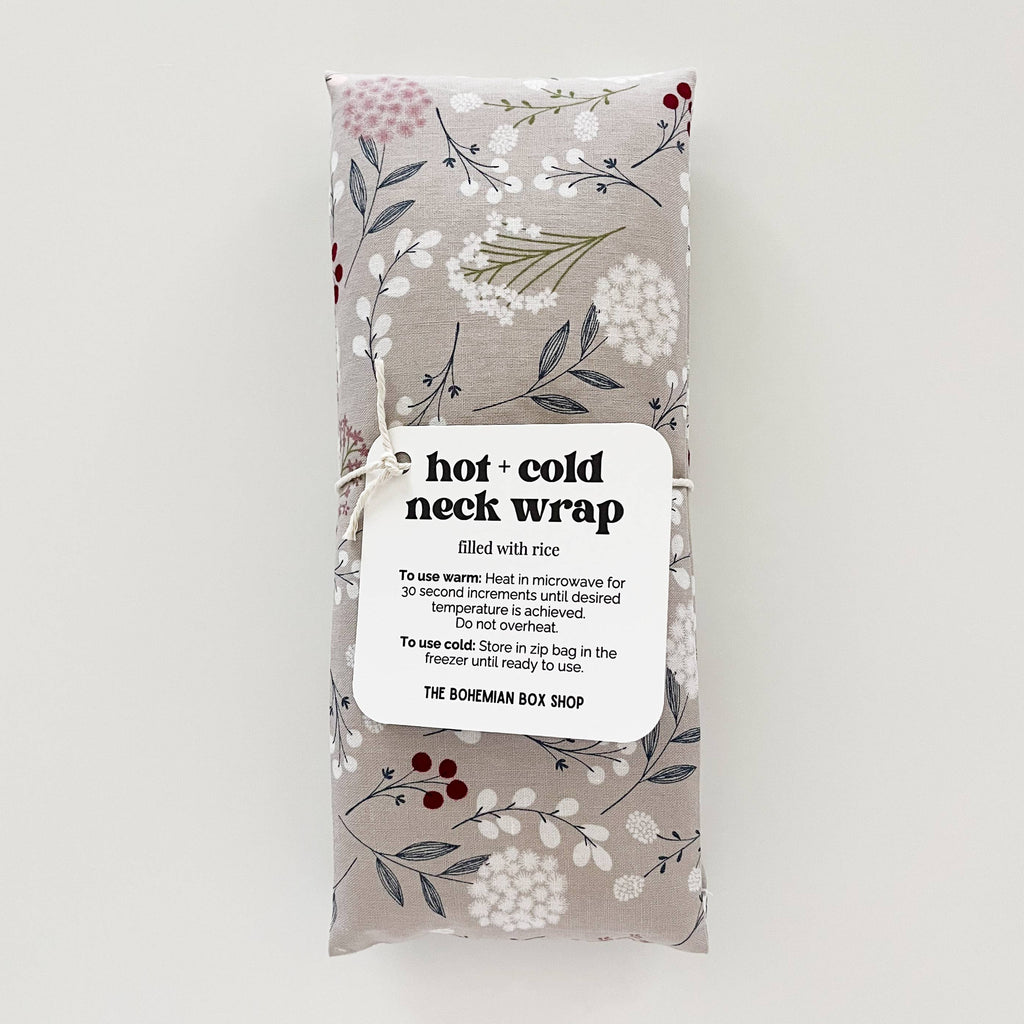 Hot & Cold Therapy Neck Wrap - Gray Floral Relaxation
