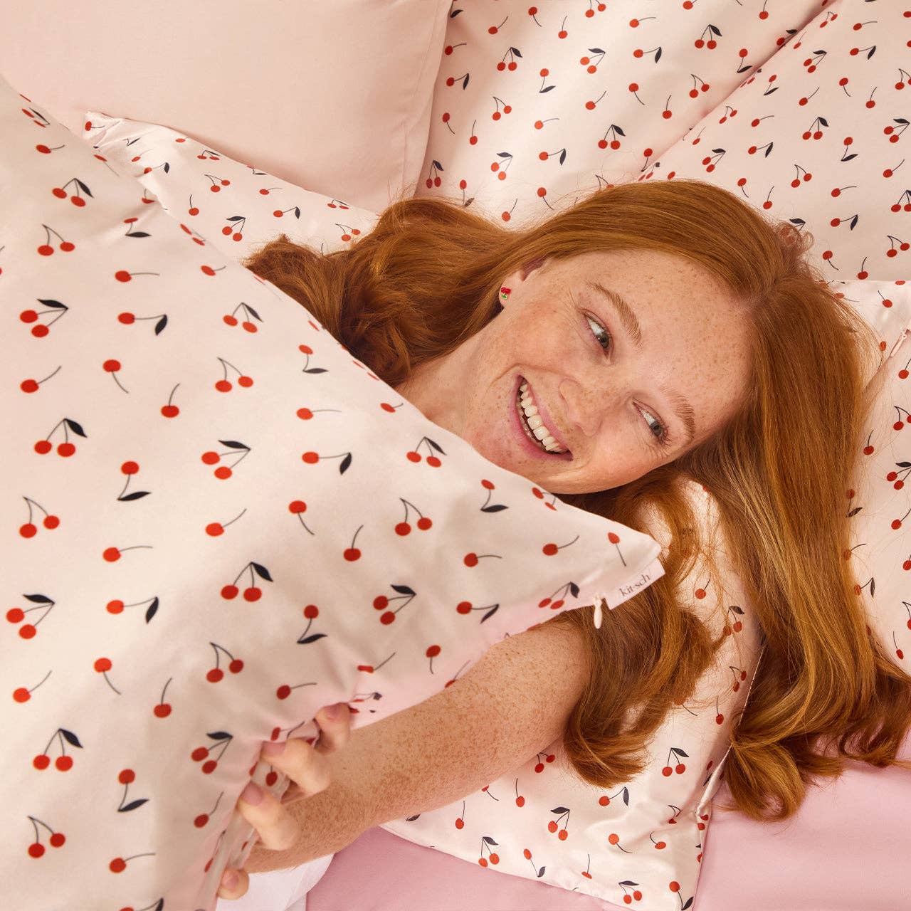 Satin Pillowcase Standard - Cherry Print