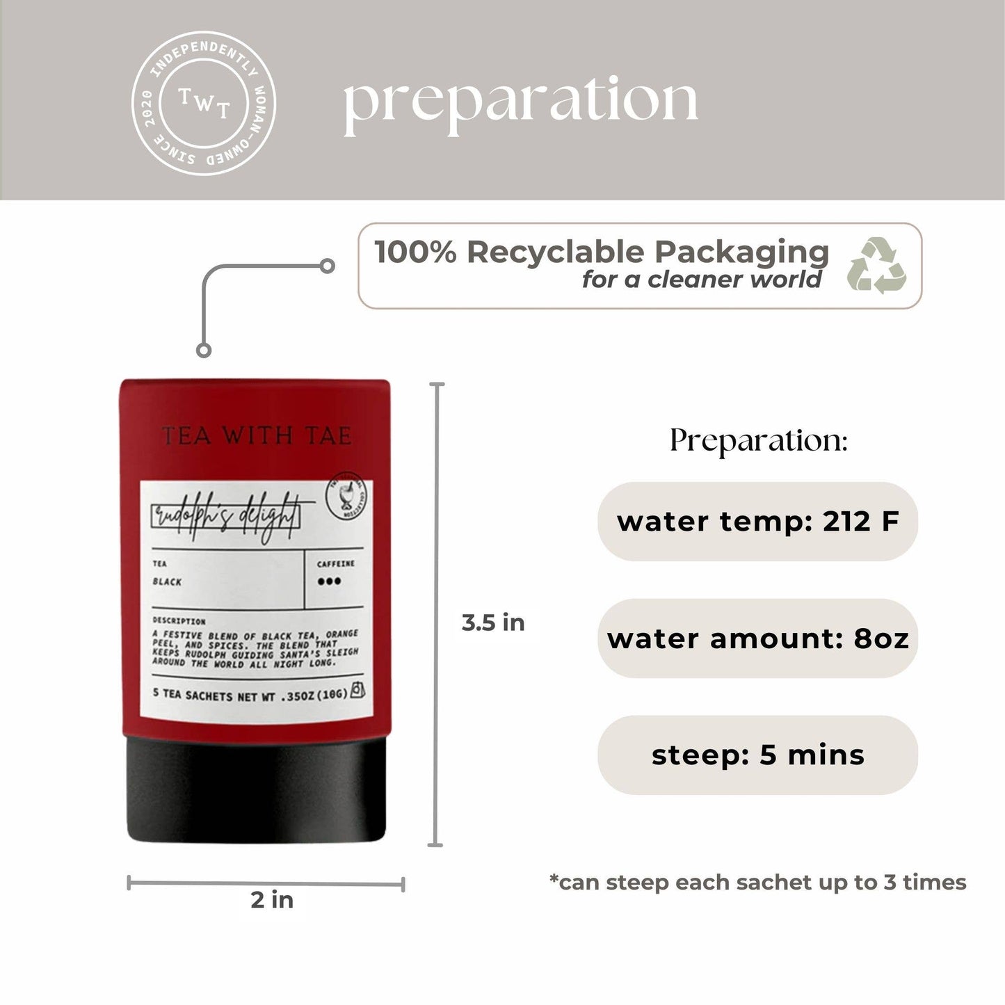 Rudolph's Delight Holiday Mini Tube (5 tea bags)