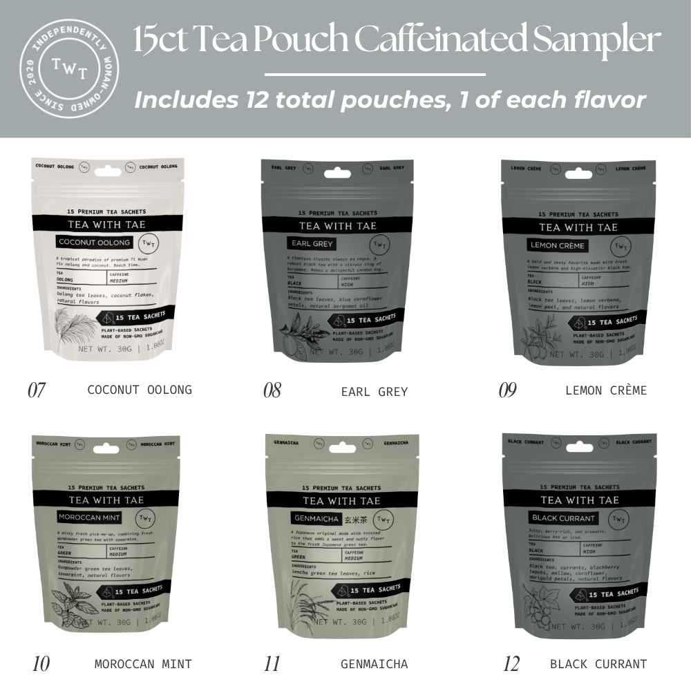 15ct Tea Pouch Caffeinated Sampler (12 Pouches)