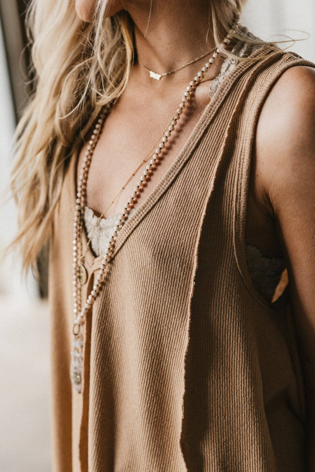 Drift Away Top - Tan: Brown