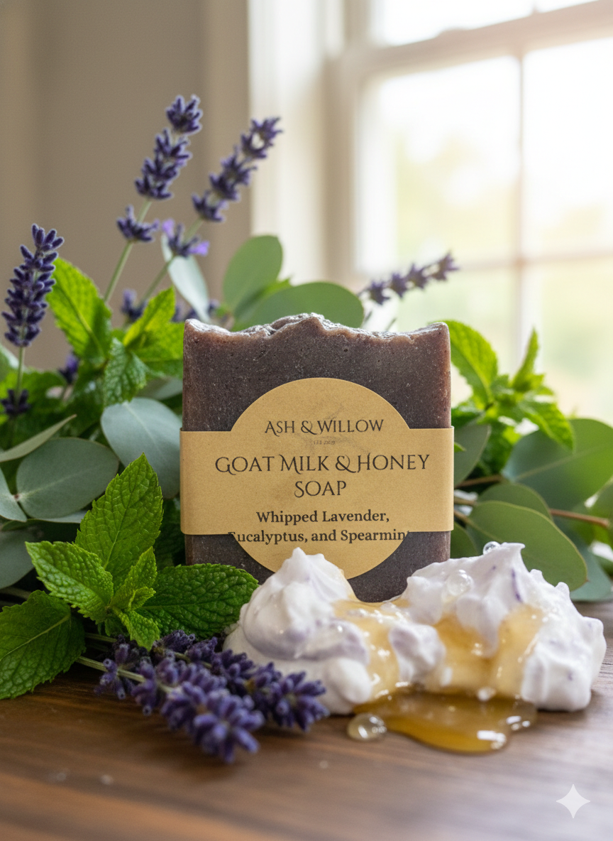 Whipped Lavender, Eucalyptus & Spearmint Goat Milk & Honey Soap