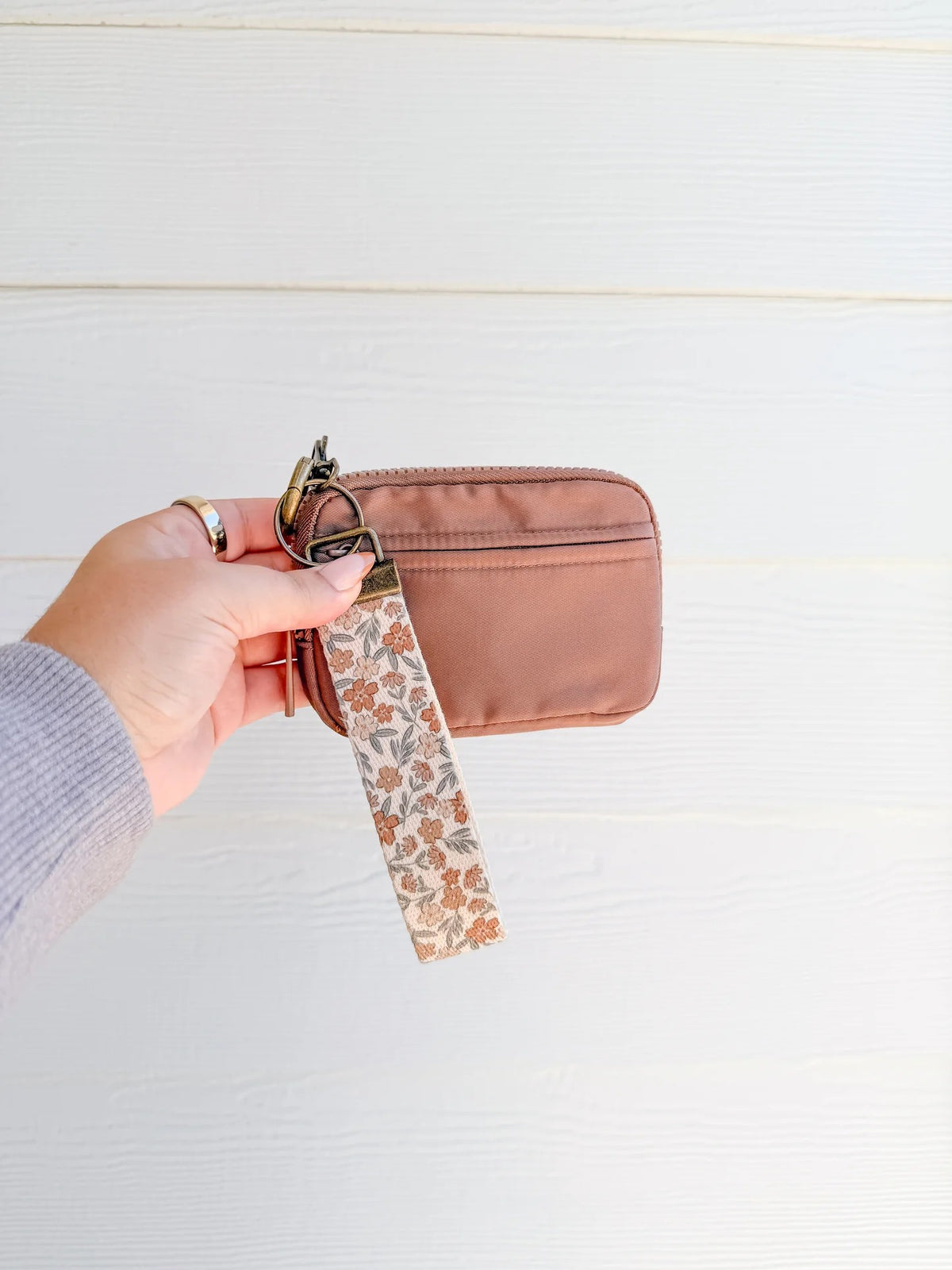 Canvas Wristlet Keychain- Harvest Flower