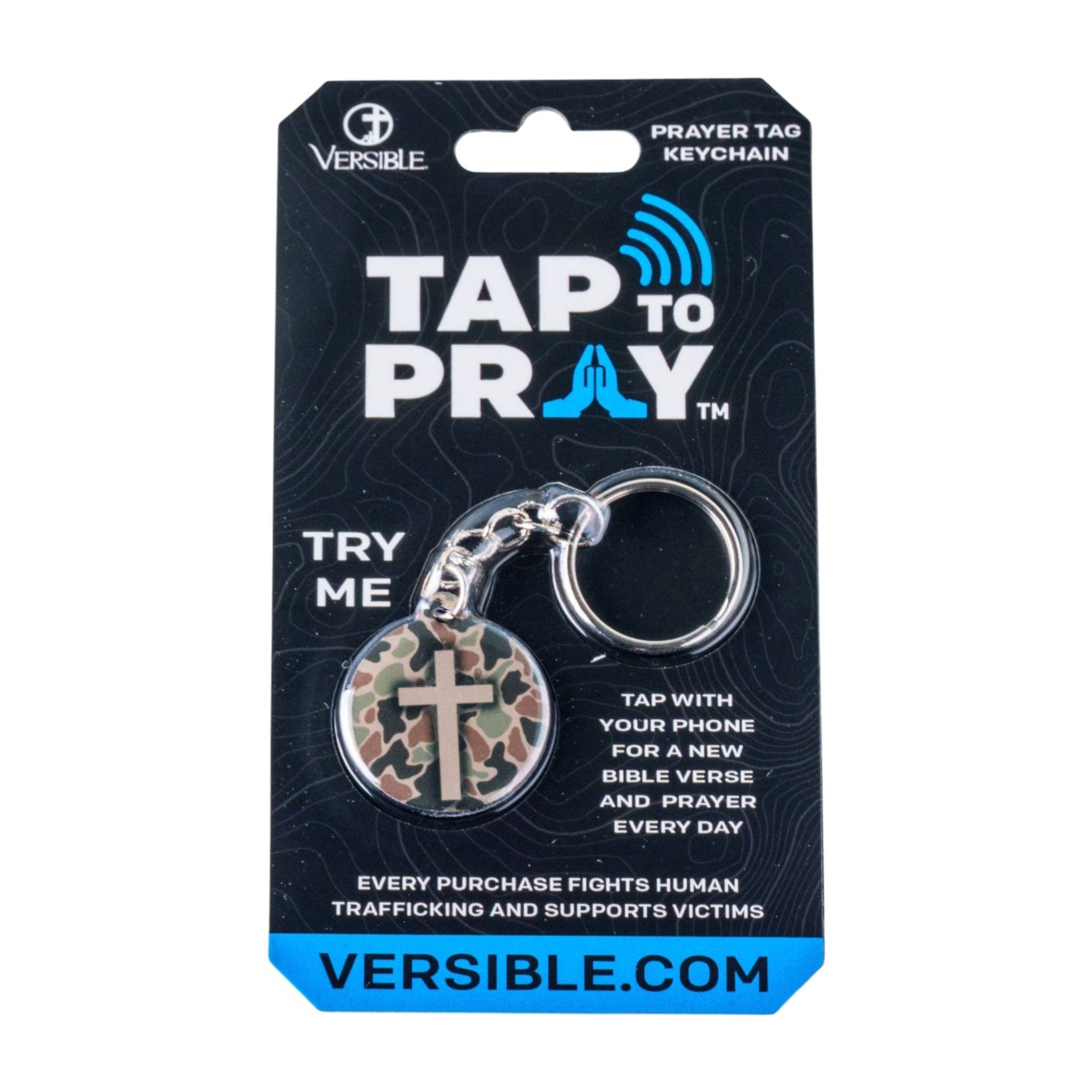 Tap To Pray® Acrylic Keychain: Mint + Cross