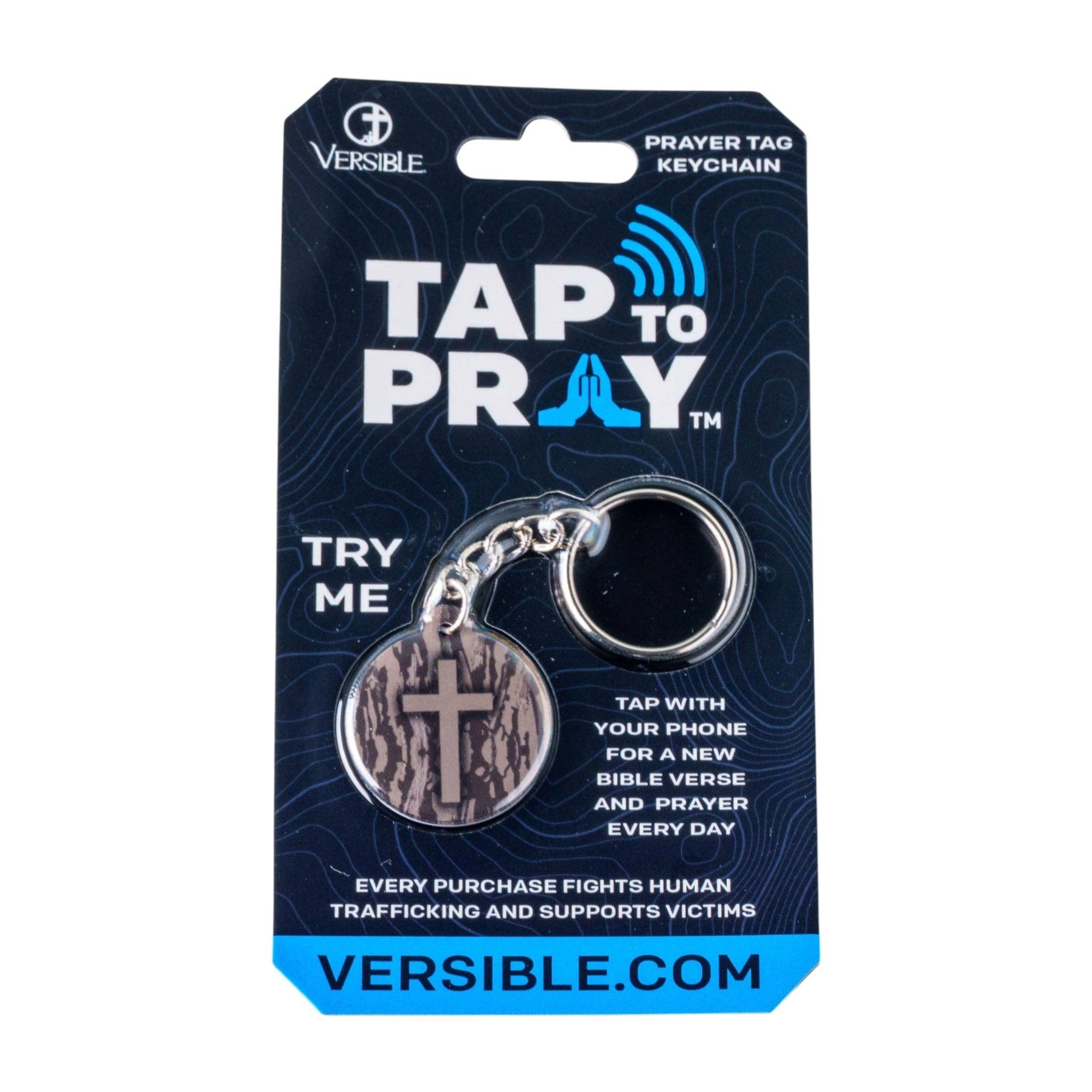 Tap To Pray® Acrylic Keychain: Black + Cross
