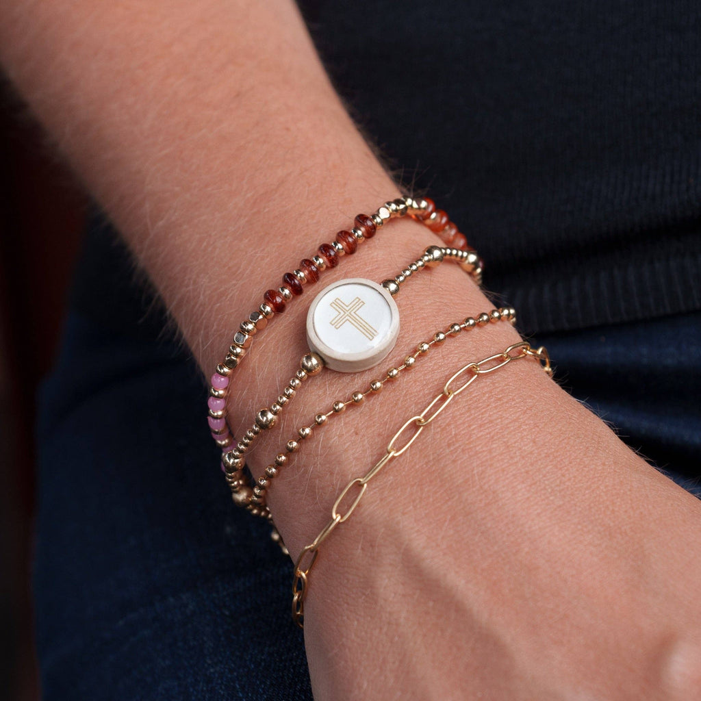 Tap To Pray® Survivor Series Beaded Bracelet - Everlasting: Gold 6.25" Standard