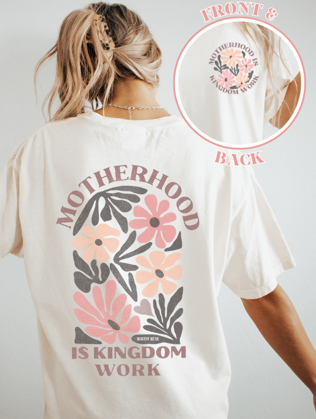 Motherhood is Kingdom Work Tee: Ivory / M