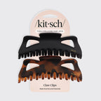 Recycled Plastic Jumbo Classic Claw Clips 2pc - Black & Tort
