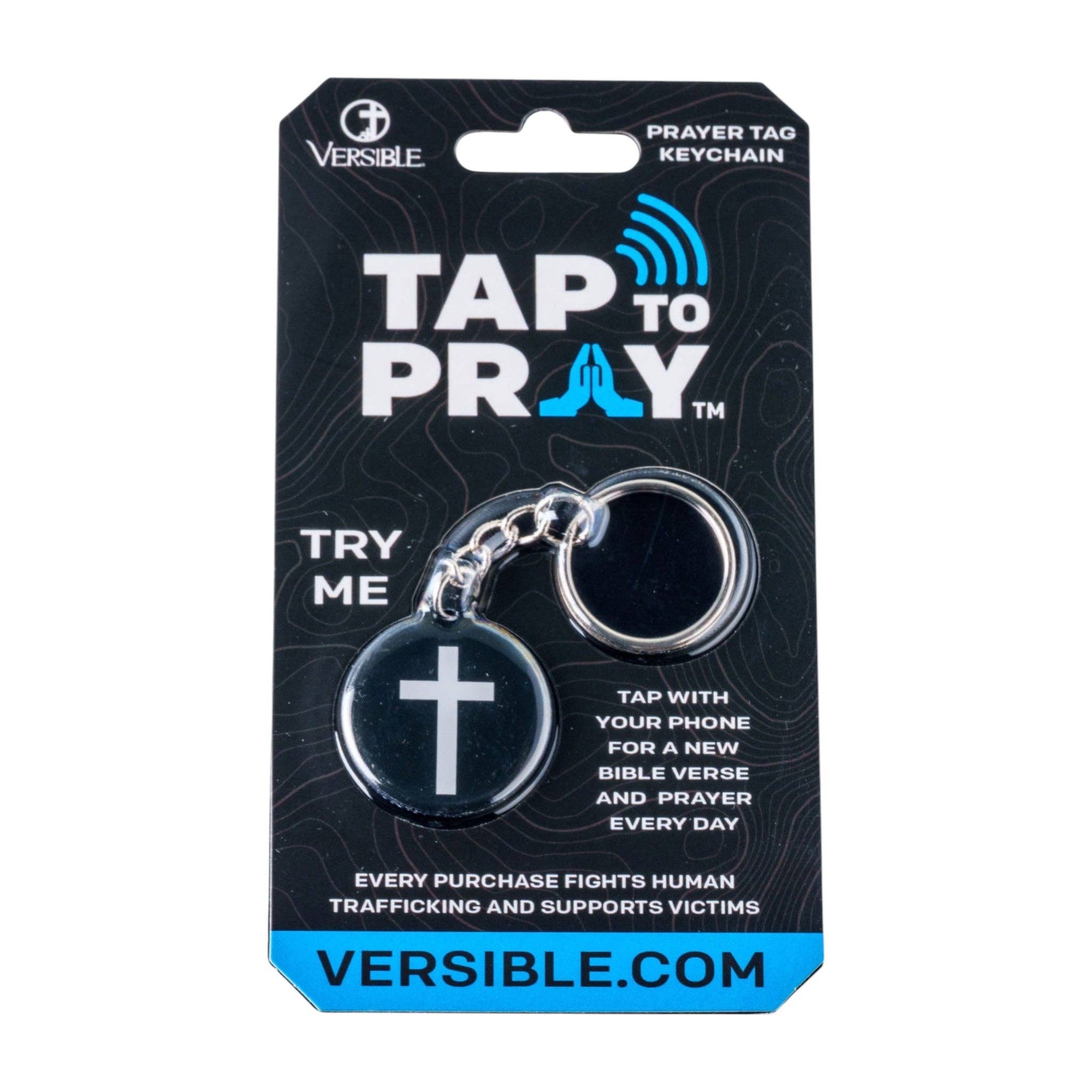 Tap To Pray® Acrylic Keychain: Mint + Cross