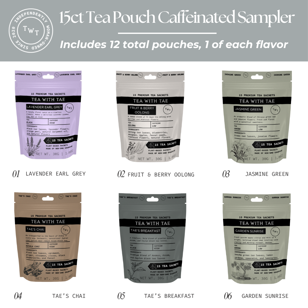 15ct Tea Pouch Caffeinated Sampler (12 Pouches)
