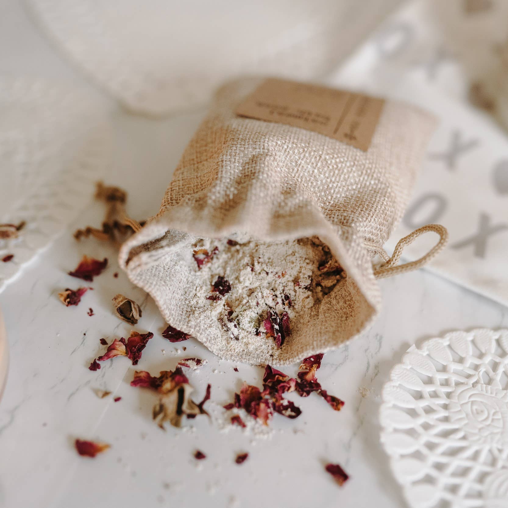 Herbal Oatmeal Bath Soak | Bath Tea- Lavender Rose Chamomile: Rose