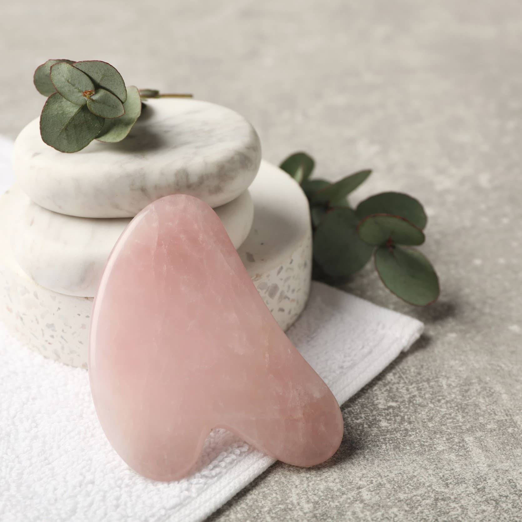 Gua Sha Stone Facial Massage Tool - Rose Quartz